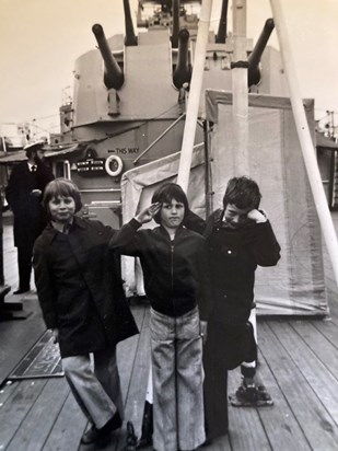 On HMS Belfast 1977 - James, Richard and David