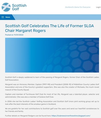 Scottish Golf Obituary 11th January 2022
