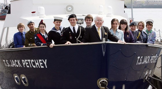 Sir Jack on board the T.S. Jack Petchey