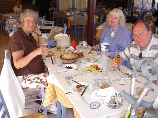 Bridget with friends Brian and Evelyn at Assos Easter 2011