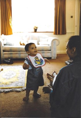 Summer 1995. Rakesh learns to walk. Same sweet smile. Forever in our hearts.