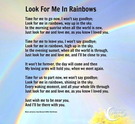 Will think of you whenever there is a rainbow xx
