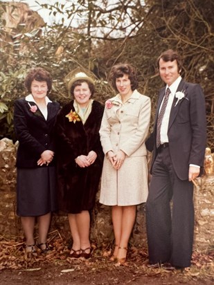 With his sisters L-R Eileen, Muriel and Ann
