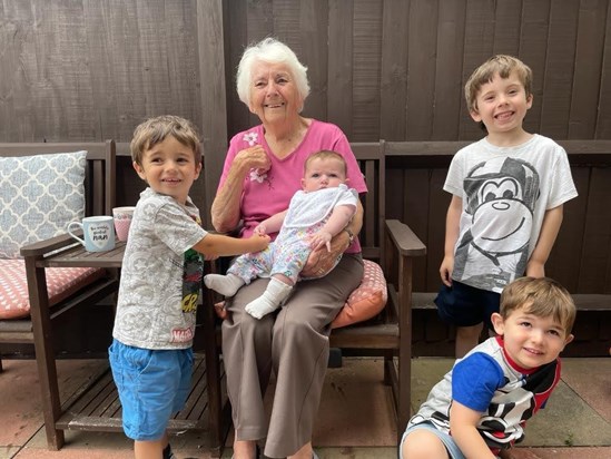 Margaret with her great grandchildren - Jack, Jude, Liam and Harper