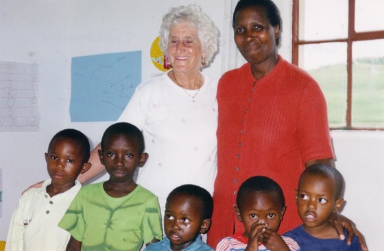 Gran with Orphans at Sanctuary. South Africa 2004