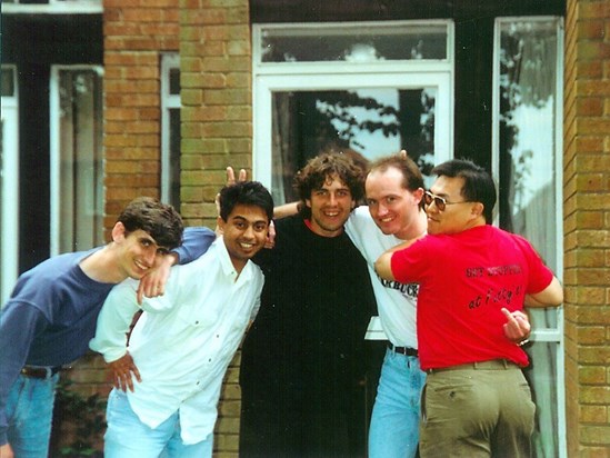 Rob with University friends Paul, Iqbal, Jarod and Simon  (I think this was about 1990)