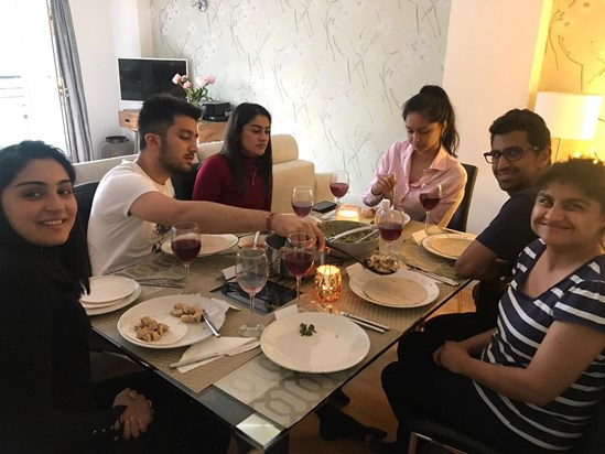 lovely cousins dinner at Shreena and Ravi's flat