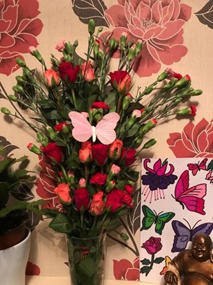 my flowers to my mum which you took with you 