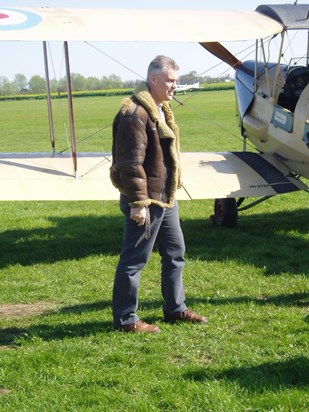 Michael about to fly a Tiger Moth at Stapleford Aerodrome 21/04/2005.