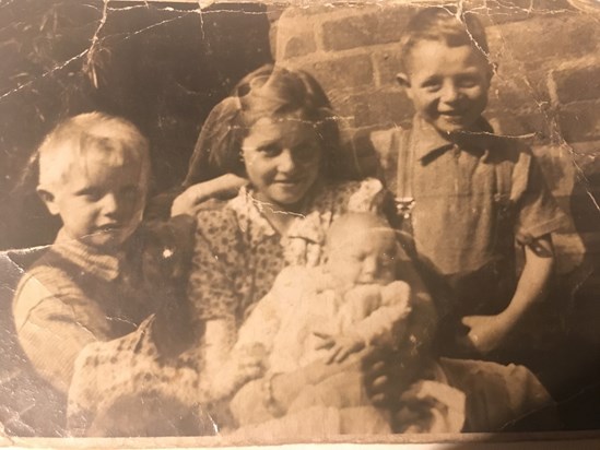 Mum (the baby) with her siblings.. Charlie, Anne & Ken (L-R)