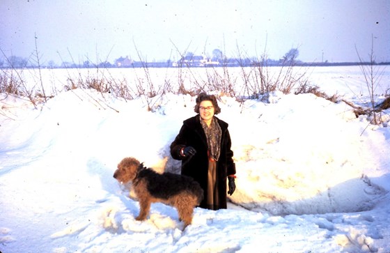 Dorothy & Owain in snow Winter 1962 63 2
