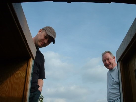 With Simon on dad's canal boat