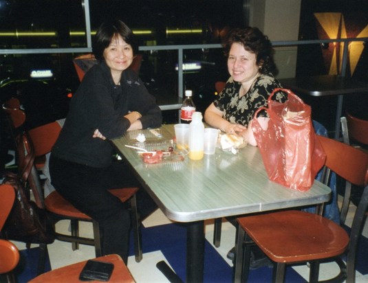 1998 Emmy with Leslie, quilting friend NYC