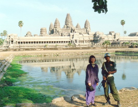 1994 With our guard at Angkor Wat