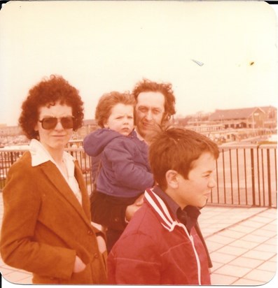 Elsie, Dennis, Sean and Liam at Manchester Airport 1980