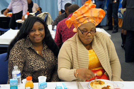 Joy with namesake, Ngozi, at a party.