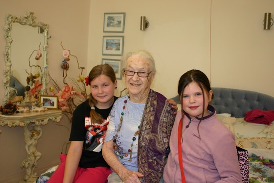 Granny and her Great Granddaughters Mia and Caitlin.