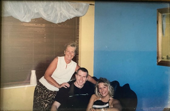 Mum, Mandy and me at our flat.