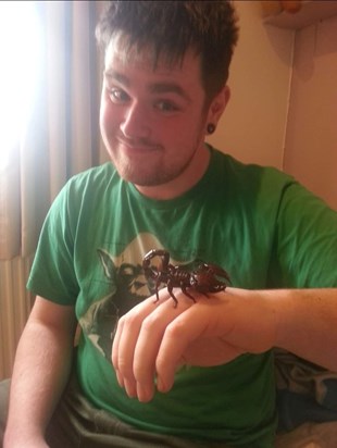 Jac holding a scorpion!