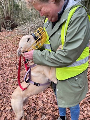 Idie and Dave the lurcher