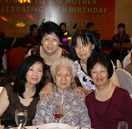 All 4 sisters together celebrating their mothers 90th in 2008
