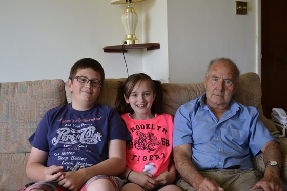 With his Great Grandchildren Todd and Mia 30/7/2012
