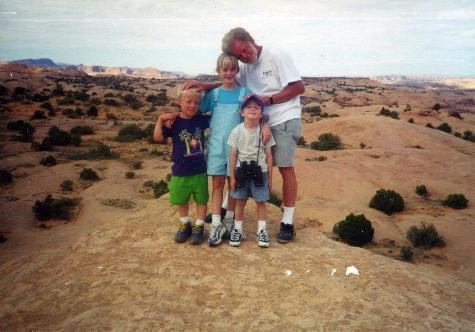 Otto with the Westerberg grandkids in Moab, 1998