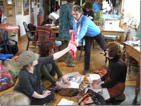 Kate in the midst of a banner making day in 2008