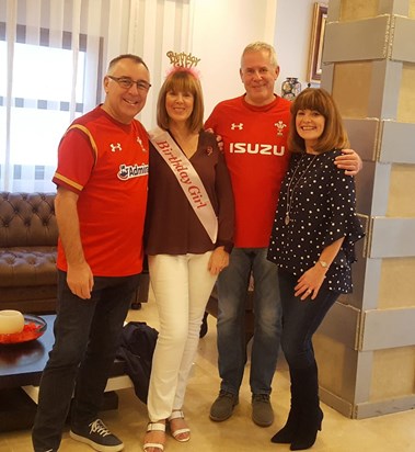 Getting ready to go and watch Kevins beloved WRU in Benidorm 2018 with Alan and Della