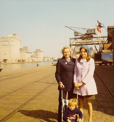 Peggy with daughter Anne and Sean on a visit to Randers, Denmark