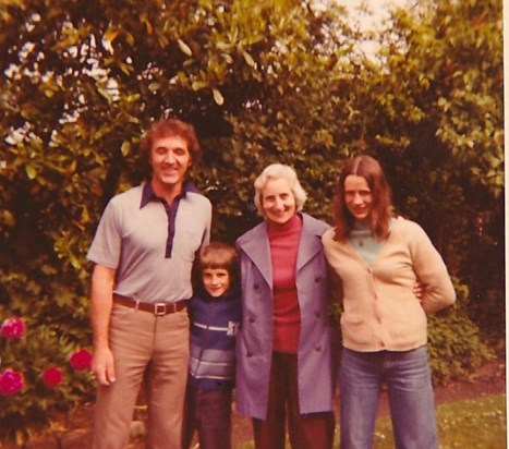 Peggy's son-in-law, Colin, grandson Sean, Peggy and Daughter, Anne 1980
