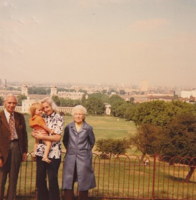 Peggy holding Alan, Doug's grandson, and her Mother at Greenwich, 1978