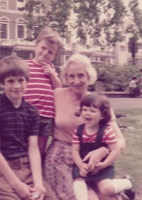Peggy with her grandchildren, Sean, Matthew and Rebecca 