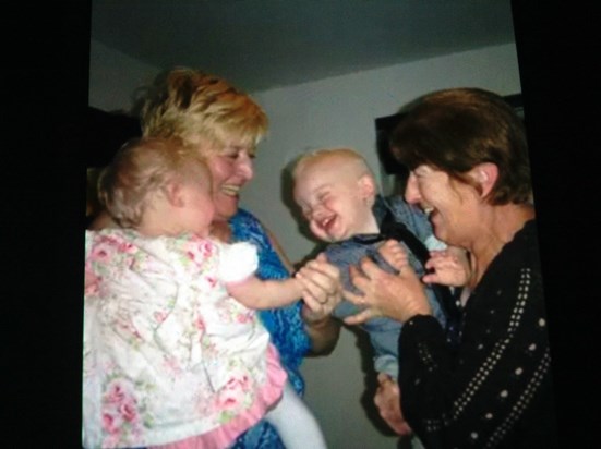 Grandma Helen twins first bday having a dance xx