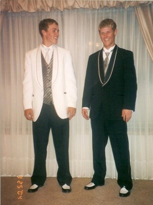 Trevor and Morgan modeling the Jr prom tuxes