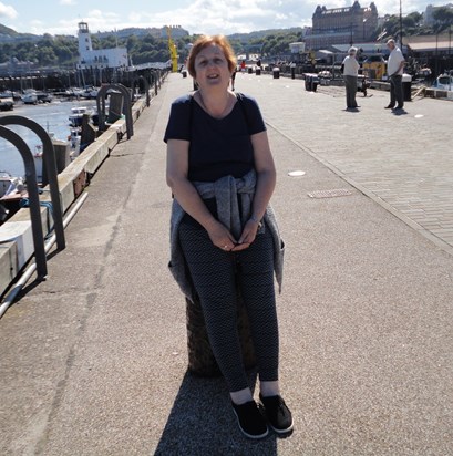  Linda at Scarborough  harbour on holiday june 15