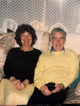 Grandad and Peggy in matching outfits in their bee keeping days 