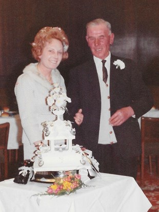 Peggy and her father Ben on her wedding day