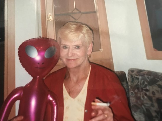 Mum with her alien friend 