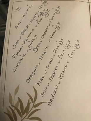 Message from Janet in card