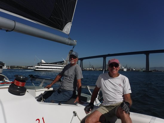 DSCF0311 Sailing Aragorn in San Diego bay with Dennis and Val 2016