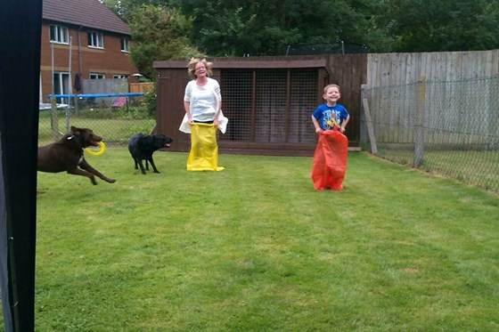 Gaynor Ryan and the dogs having fun xx