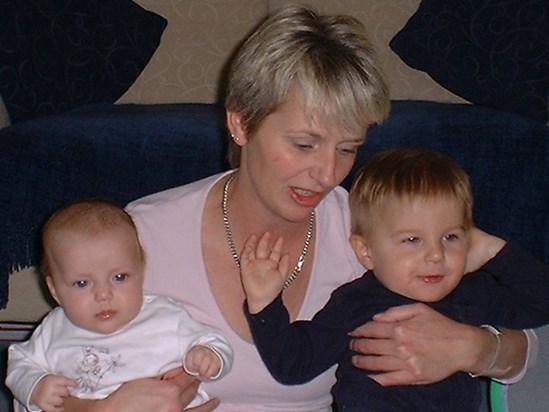 Cheryl with a young Charlie and Mia
