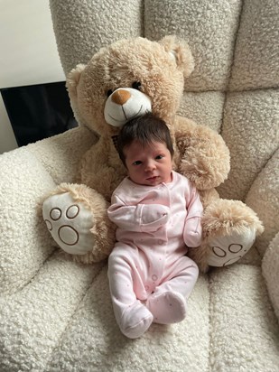 Ada with her new teddy, Grandad xxxIMG 20241002 WA0000