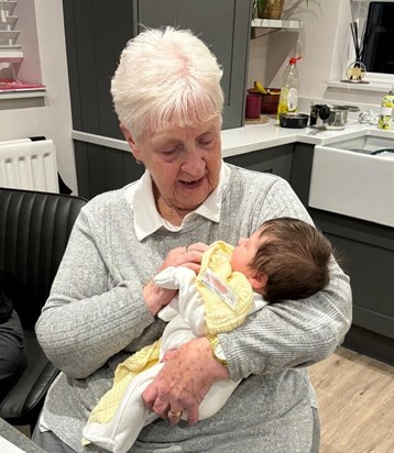 Great nanny with our first great granddaughter Ada xxx