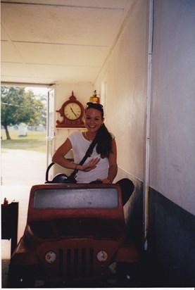 Mel on the kiddie ride at Space Farms(big kid)