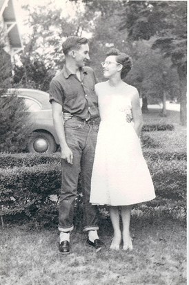 Billy & Wanda Rainer, newlywed, 1955; ages 20 and 17, Wichita, KS