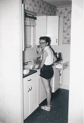 Wanda Rainer, 1955, newlywed, first apartment, Geo. Washington Blvd & Hillside, Wichita, KS