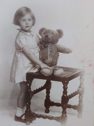 Alison aged approximately 4 with her ted!