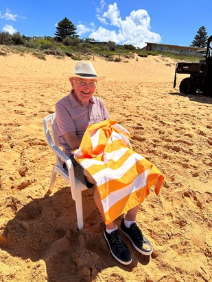 Dad’s not so natural habitat … at the beach.